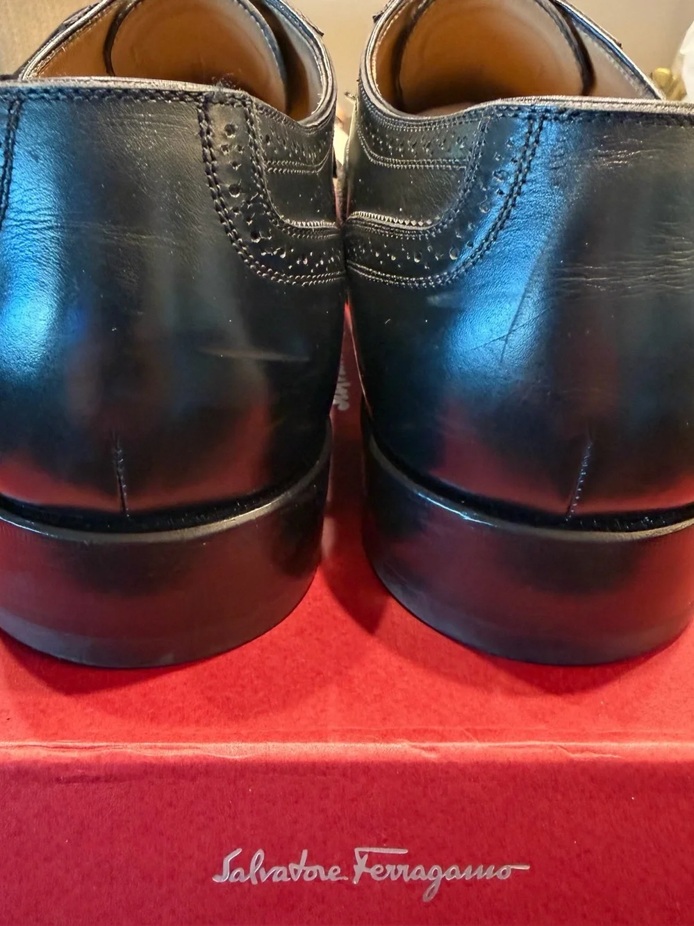 Black Leather Tramezza Wingtip Dress Shoes - Salvatore Ferragamo